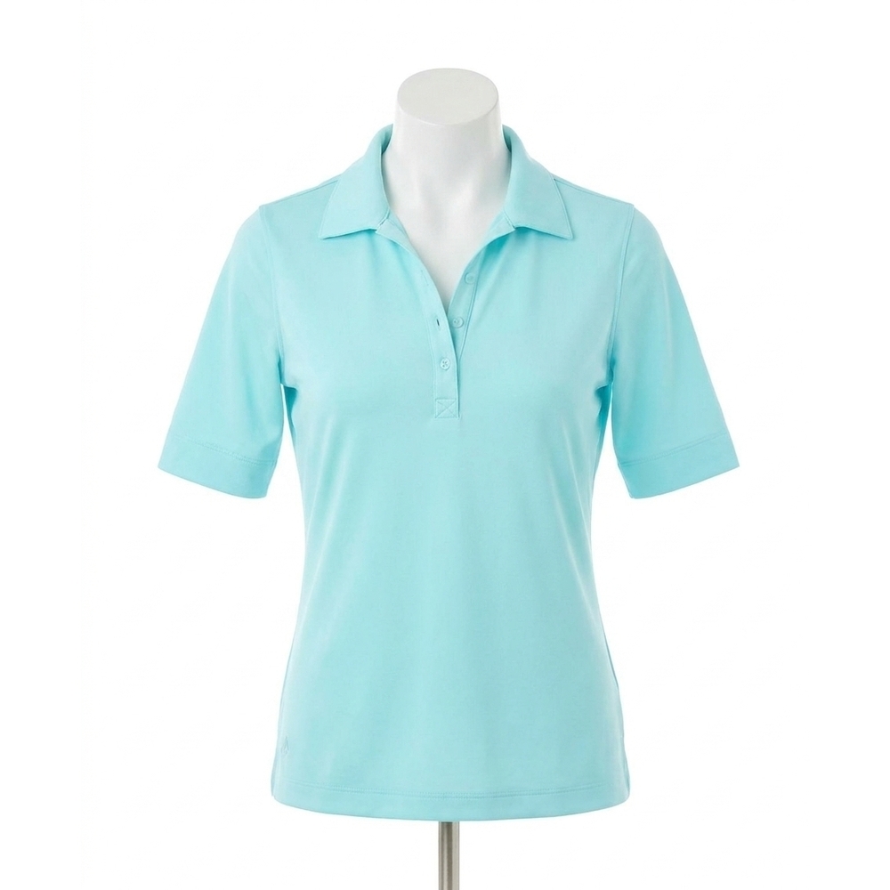 NEW NUSPORT women's del mar polo in aqua spray